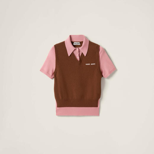 MIU-S 假两件羊毛羊绒针织Polo 商品图0