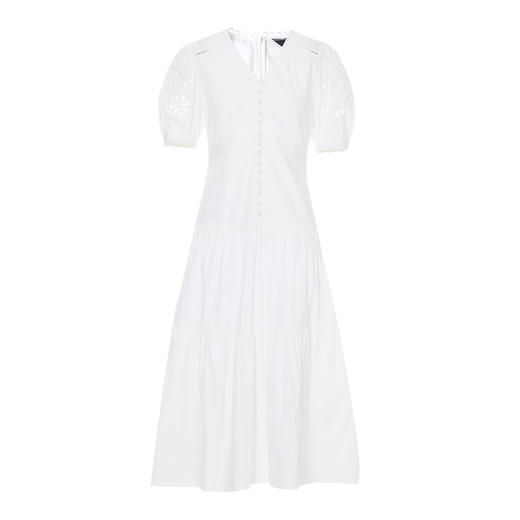 EITIE爱特爱夏季新款洋气修身显瘦镂空白色连衣裙7707428 商品图13