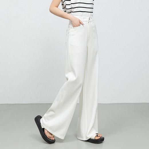 「高货rg」全新升级【铂金会员165/天猫219/差价54】(05413)洛诗琳白色中高腰阔腿牛仔裤2025夏新款天丝棉显瘦阔腿裤 商品图2