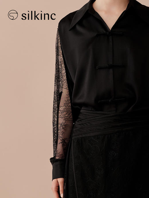 丝所｜24W020A  丝路系列-蕾丝衬衫［ 黑 ] 商品图4
