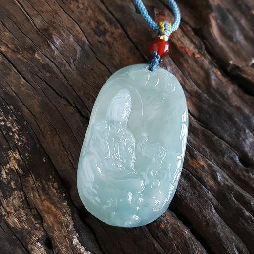 【天然正品】A货翡翠天然无杂裂冰种观音造型翡翠（平安、吉祥）吊坠项链50.0*29.4*8.9MM（皆取最大值）中性款 特价：1880！060525NJM10 商品图3