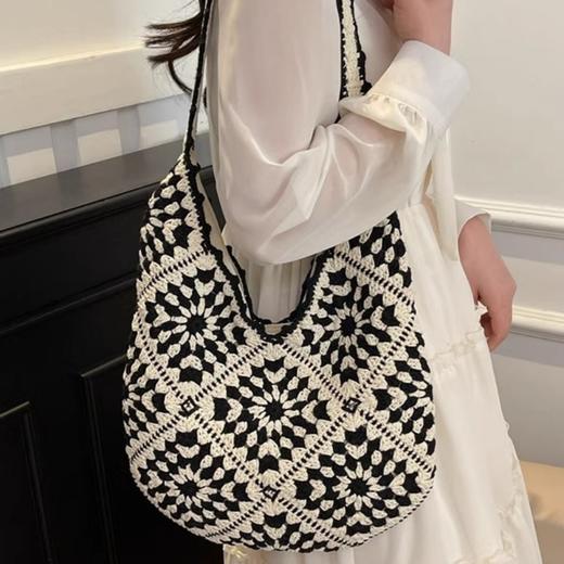 2025新款【喵小仟 草编包包】个性编织文艺通勤托特包 海边度假风 简约柔软包包 时尚好出片 商品图2