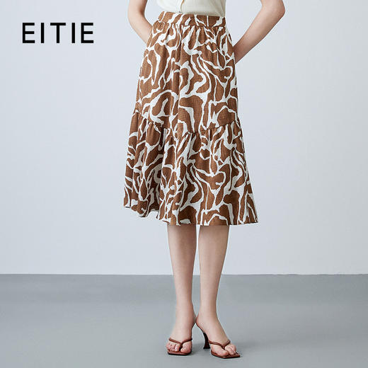 EITIE爱特爱夏季新款印花通勤显瘦a字半身裙7806512 商品图0