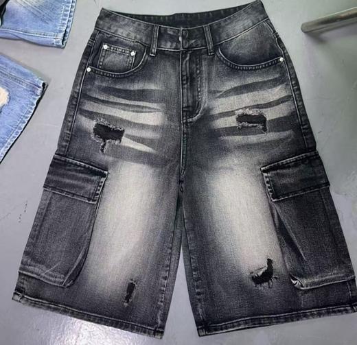 NC一粒扣双口袋破洞牛仔五分裤50419夏季551132330091 商品图0