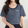 【积分换购不退货】【特惠不退货】诗凡黎圆领条纹T恤2024夏新款洋气短袖上衣3F5200521 商品缩略图3