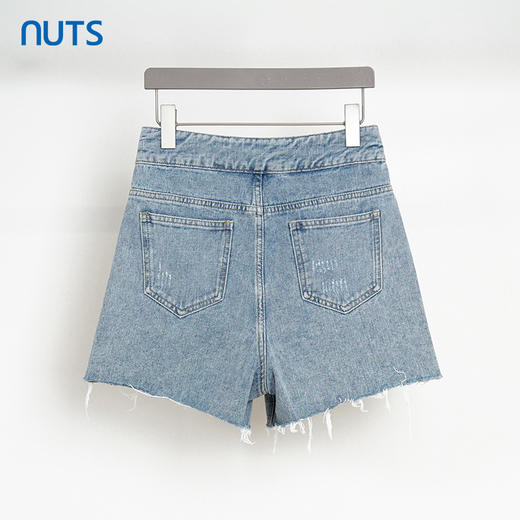NUTS夏季新品浅色时尚气质破洞百搭水洗牛仔短裤429112330 商品图1