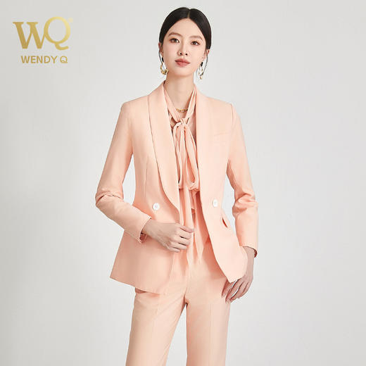 wq高端桔色西装套装女微喇裤正装春季 商品图2