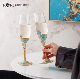 【彼达思】罗比罗丹 珍爱一生 香槟杯对杯 珐琅彩轻奢爱人亲人送礼自用高级家居品味