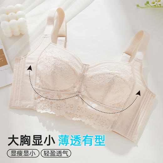 雅黛俪女士文胸大胸显小显瘦全罩杯调整型内衣性感蕾丝夏季薄款胸罩 商品图2