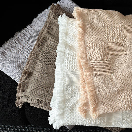 【换季出清】自然醒杜克天丝棉华夫格提花流苏毯轻奢高级感沙发毯子午睡毯盖毯毛巾被空调毯床尾巾MT 商品图14