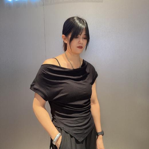 MY不规则褶皱T恤50402（黑）夏季 152160030321 商品图2