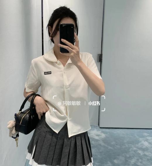 重磅推荐！miu花边学院风套装   蕾丝花边棉麻短袖衬衫+府绸竹节棉麻半裙 商品图1