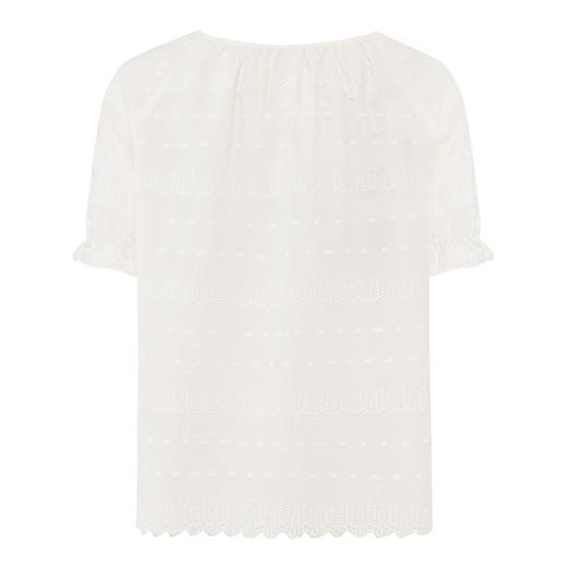 【2件9折】【Petit Bari】精致法式刺绣花边圆领短袖衬衫 商品图3