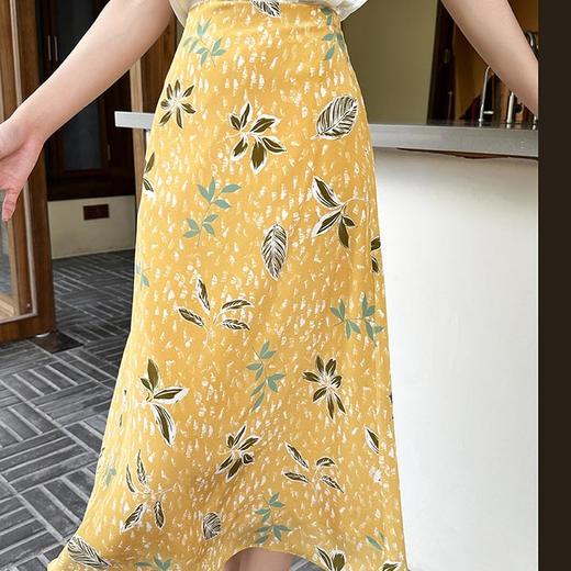 「K」洛诗琳气质印花半身裙2025夏季新款高腰显瘦真丝半裙女0901 商品图4