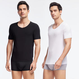 官网580！60s高弹丝滑莫代尔男士薄款无痕短袖T恤 随心裁打底衫家居服睡衣夏