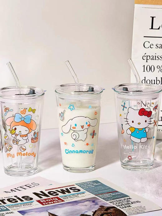 库洛米系列吸管玻璃杯（图案随机） 商品图0