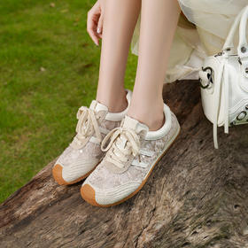 预售7天|Safiya/索菲娅2025芭蕾风百搭薄底透气休闲轻便舒适丑萌阿甘鞋SFD3112434