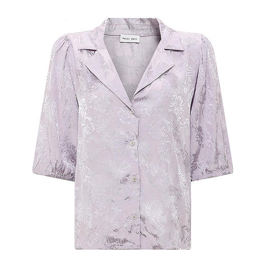 【2件9折】【Petit Bari】提花缎面五分袖女士衬衫 宽松休闲 网球穿搭 商品图0