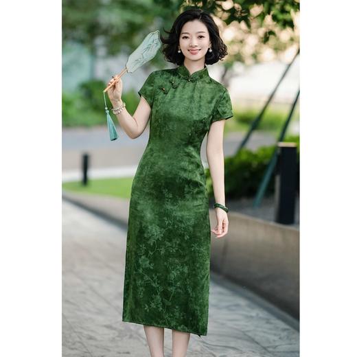 西子/【醒春】桑蚕丝茶纤维新中式斜襟盘扣旗袍/QPTJ191 商品图0