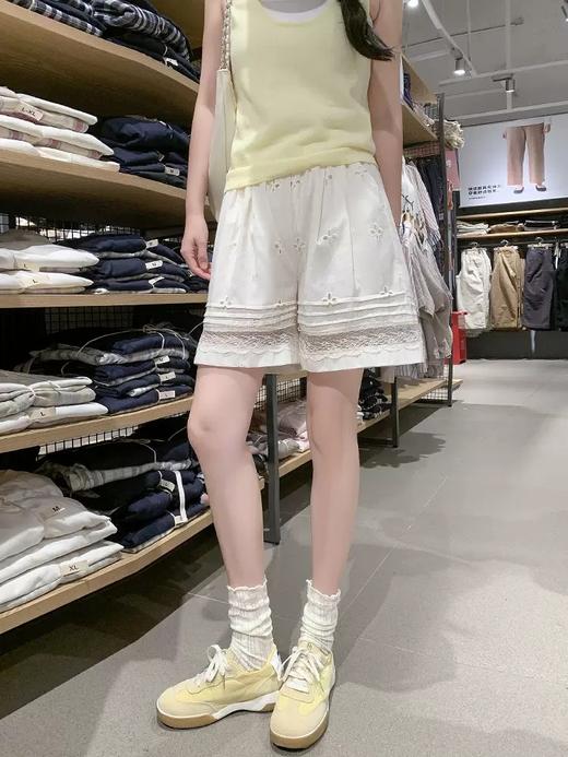 【YW】无忧购韩系休闲慵懒松弛感蕾丝拼接遛弯五分短裤H-1806（截单后7天发货) 商品图3