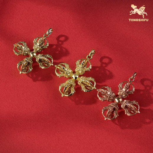 铜师傅《十字金刚杵（小号）》紫铜黄铜吊坠 家居工艺品挂件 商品图0