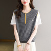 薄款休闲复古撞色，宽松百搭圆领半拉T恤CC-10-6367 商品缩略图3