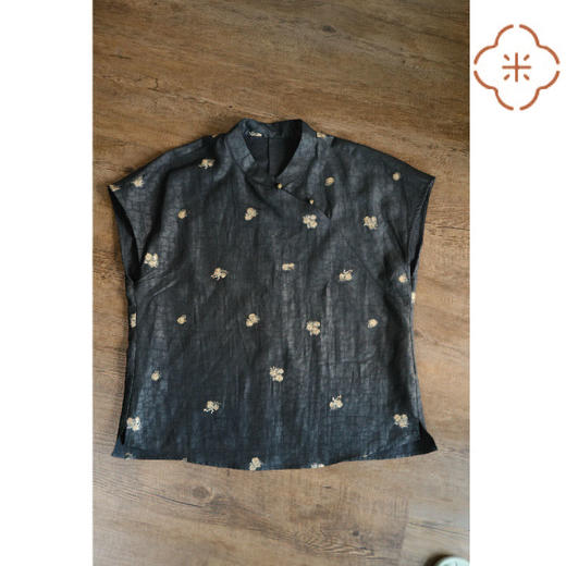 米马成衣 香云纱机绣的短袖褂子 复古的懒散 岭南这里的风情 商品图4