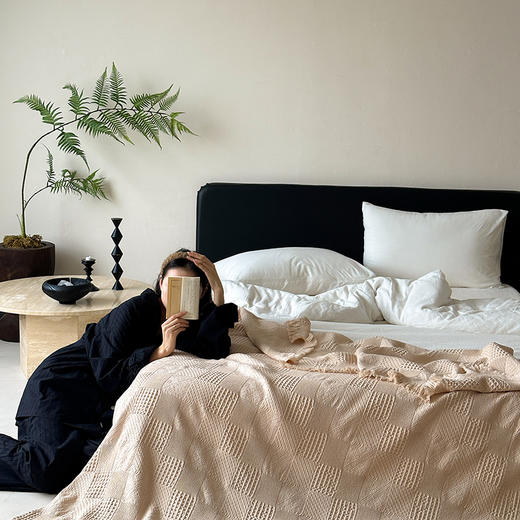 【换季出清】自然醒杜克天丝棉华夫格提花流苏毯轻奢高级感沙发毯子午睡毯盖毯毛巾被空调毯床尾巾MT 商品图10