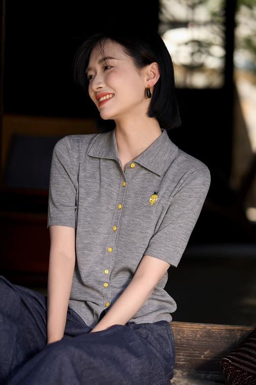 小虫刺绣钉珠桑蚕丝天丝混纺针织上衣开衫 商品图6