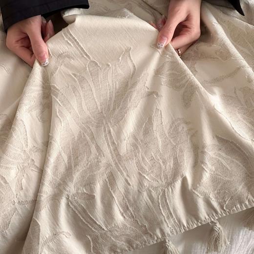 自然醒回归本真棉麻系列盖毯抱枕剪花流苏侘寂风高级感肌理纹提花午睡沙发巾空调休闲毯子MT 商品图8