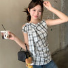 西遇格子无袖上衣女2025年夏季新款设计感蝴蝶结系带褶皱格纹背心SS050759 商品缩略图3