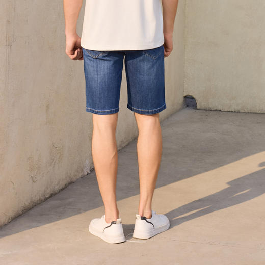 半身缘男裤 夏季商务简洁耐看五分牛仔短裤252201B70103716 商品图4