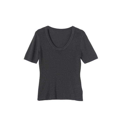 VIMAGE纬漫纪简约灰色圆领修身针织短袖T恤上衣2025夏季新款V2301928 商品图10