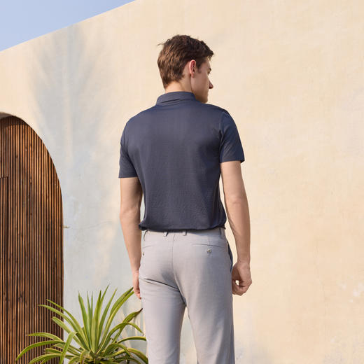 半身缘男装 夏季精致胸标透气弹力华夫格POLO衫252112M01012142 商品图4