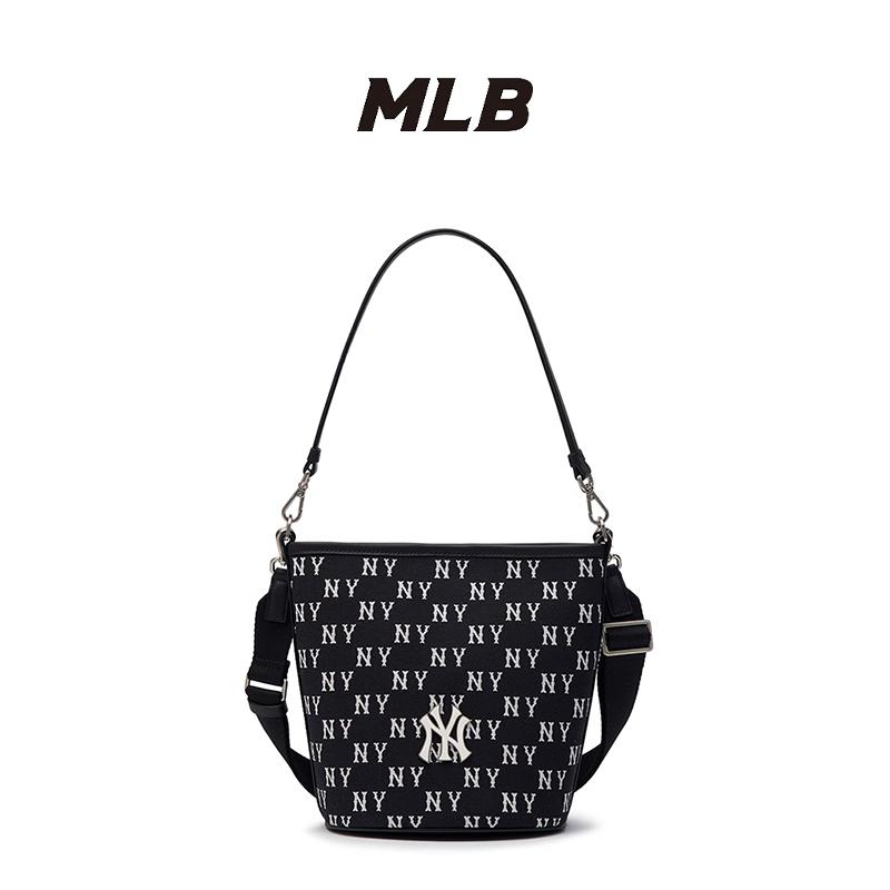 【MLB提花水桶包】男女情侣款暗纹提花斜跨水桶包