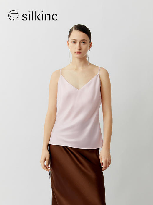 丝所｜S23C001 水晶斜裁V领吊带背心［ 黑 / 白 ] 商品图5