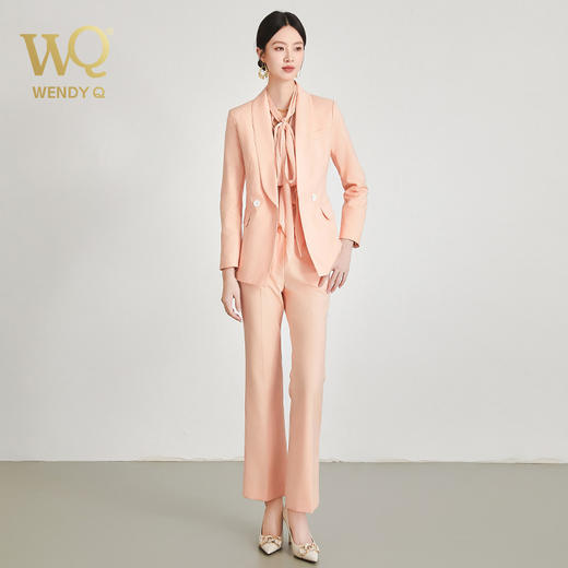 wq高端桔色西装套装女微喇裤正装春季 商品图4