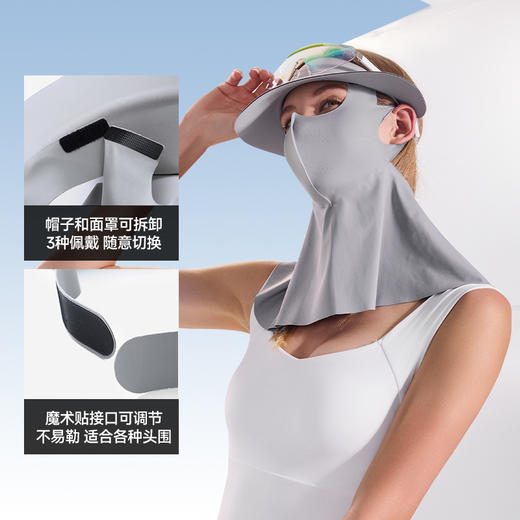素湃Supield面颈一体防晒面罩女全脸防紫外线脸基尼帽檐可拆口罩F3508 商品图4