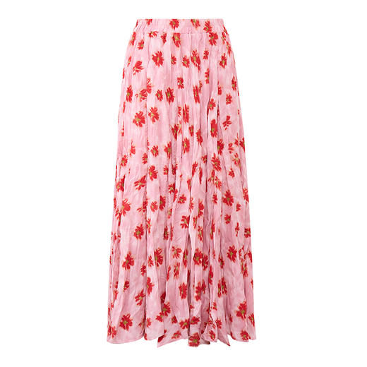 【2件9折】【Petit Bari】(多色)不规则褶皱印花A字半身裙长裙 商品图2