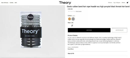 原单正品 Theory新款弹力皮筋发绳头饰高马尾黑色女发圈
颜色：黑灰色 橙棕黑杏
规格：一盒一桶（12条）➕精美手提袋 原价59.99欧 商品图5