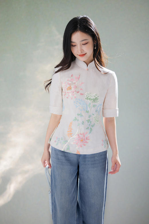 逸红颜明月优选#真丝汉麻显瘦直筒牛仔裤​「冰淇淋」丝麻共生·夏日降温，清新细腻垂坠感 商品图11