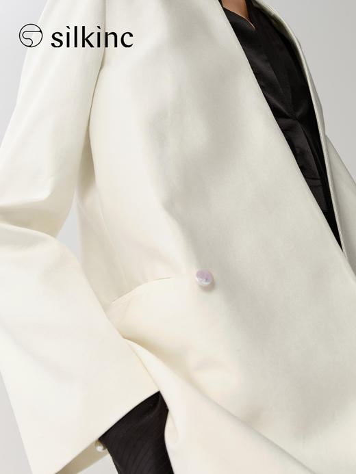 丝所｜S23G026A 惊鸿双排扣丝棉无领西装［ 白 ] 商品图7