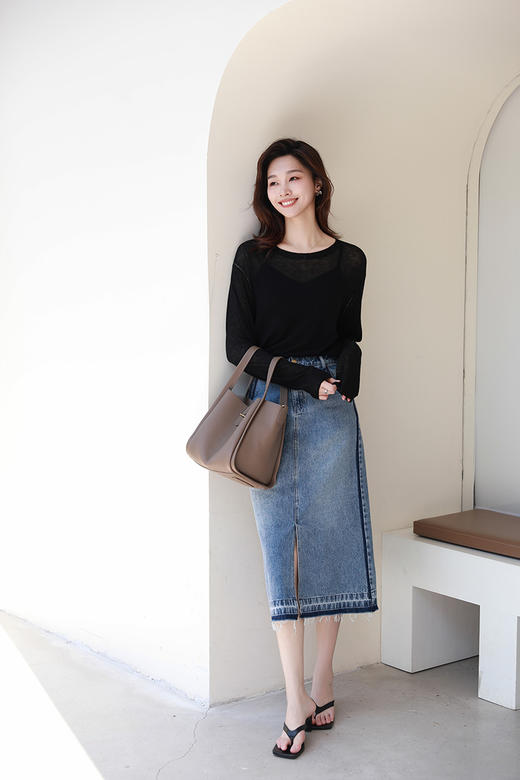 火桐hooton纯色薄款长袖羊毛T（T142） 商品图0