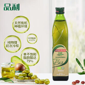 品利（MUELOLIVA）有机100%特级初榨橄榄油500ml食用油健身孕妇可用西班牙原装进口 /粮油调味 /食用油 /橄榄油 商品图3