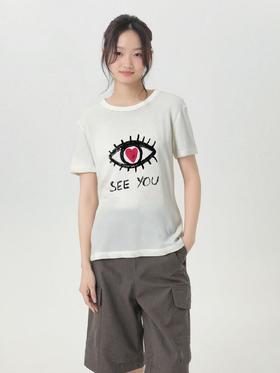 520破价～（NO退）竹节棉眼睛薄款短袖T恤-喜出