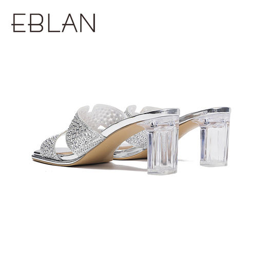 伊伴夏季H造型星光钻面凉拖透明高跟凉鞋B25350112 商品图3
