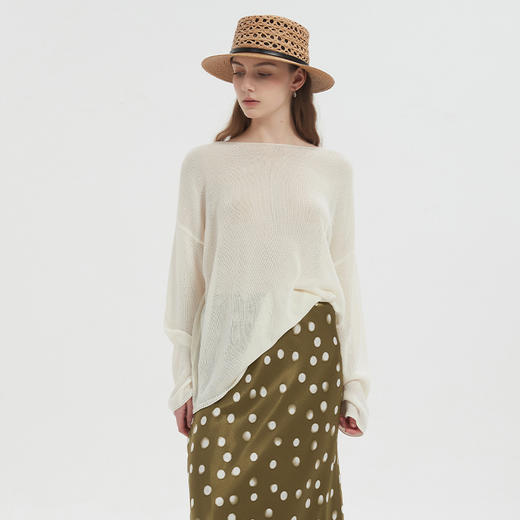 【2件9折】【Petit Bari】(多色)慵懒薄款莱赛尔亚麻长袖针织罩衫 商品图1