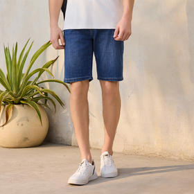 半身缘男裤 夏季商务简洁耐看五分牛仔短裤252201B70103716