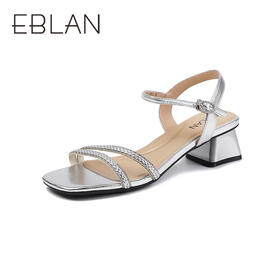 伊伴夏季编织条带知性方头凉鞋B25351703