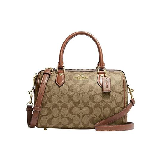   【下单赠香奈儿香水小样随机】【礼盒礼袋】COACH/蔻驰包包女士波士顿中号枕头经典拼色手提包  香港直邮 商品图2